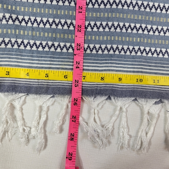 Dylan Sleeveless TOP Blue White Stripe Tunic Womens Size Medium M Fringe Tassels - Picture 8 of 14